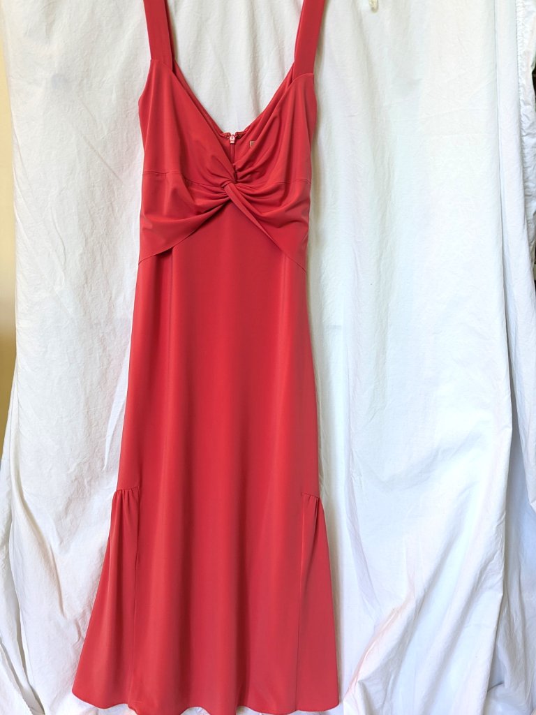 Vera Wang Deep Coral Tea Length/Midi Cocktail Dress Size 8 Never Worn Like New